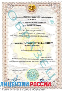 Образец сертификата соответствия аудитора №ST.RU.EXP.00014299-1 Сходня Сертификат ISO 14001